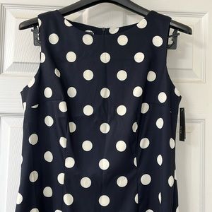 NWT ALYXdresd NAVY BLUE DOTTED SHEATH DRESS size 14 LARGE
